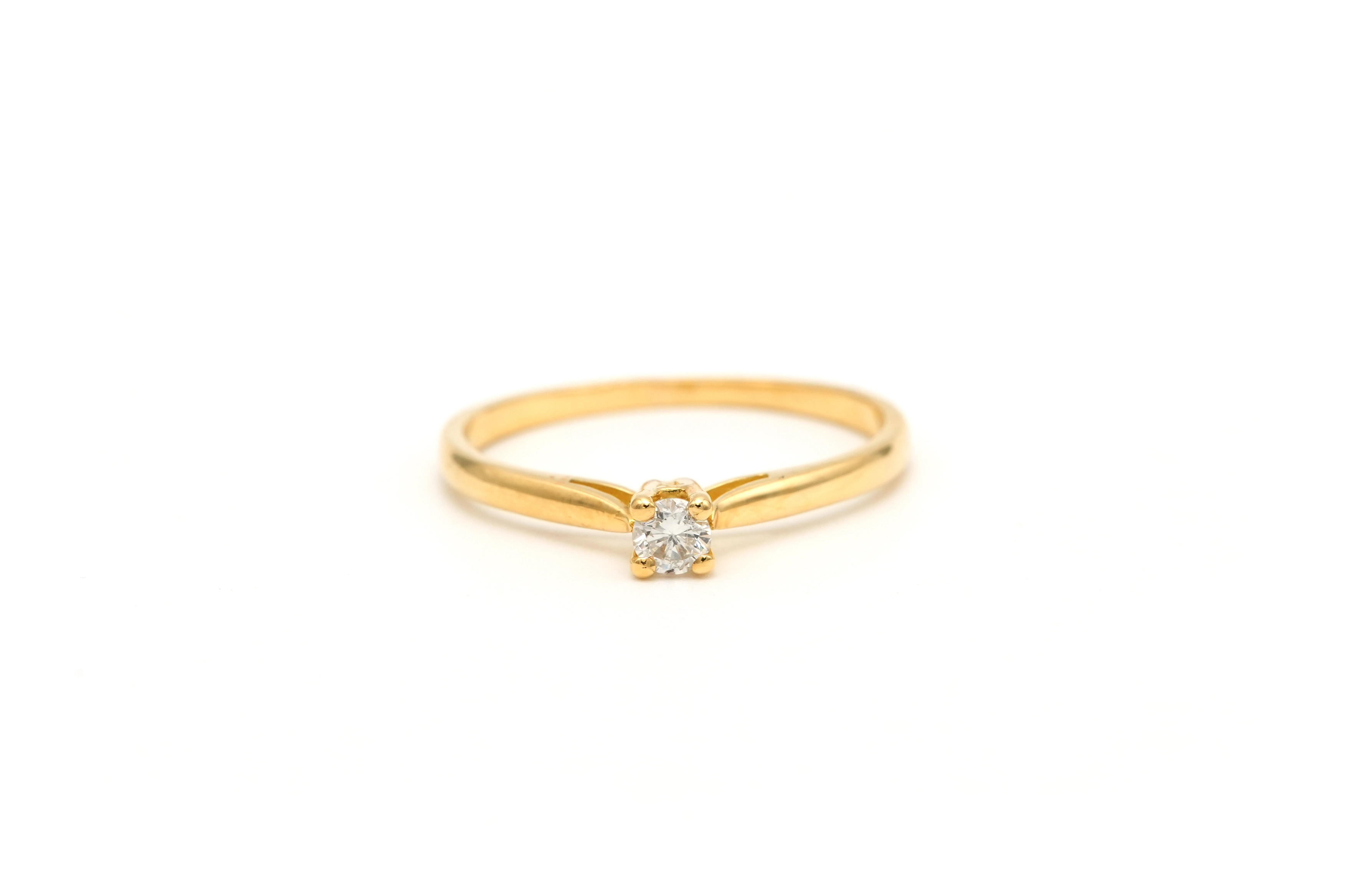 Solitaire contemporain en or jaune 18 carats serti d'un diamant "taille" brillant (+-0.09ct) - 2