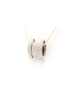 Pendentif contemporain en or blanc 18 carats serti de diamants "taille" brillant (+-0.465ct) - 3
