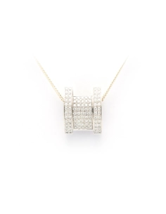 Pendentif contemporain en or blanc 18 carats serti de diamants "taille" brillant (+-0.465ct) - 1