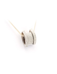 Pendentif contemporain en or blanc 18 carats serti de diamants "taille" brillant (+-0.465ct) - 2