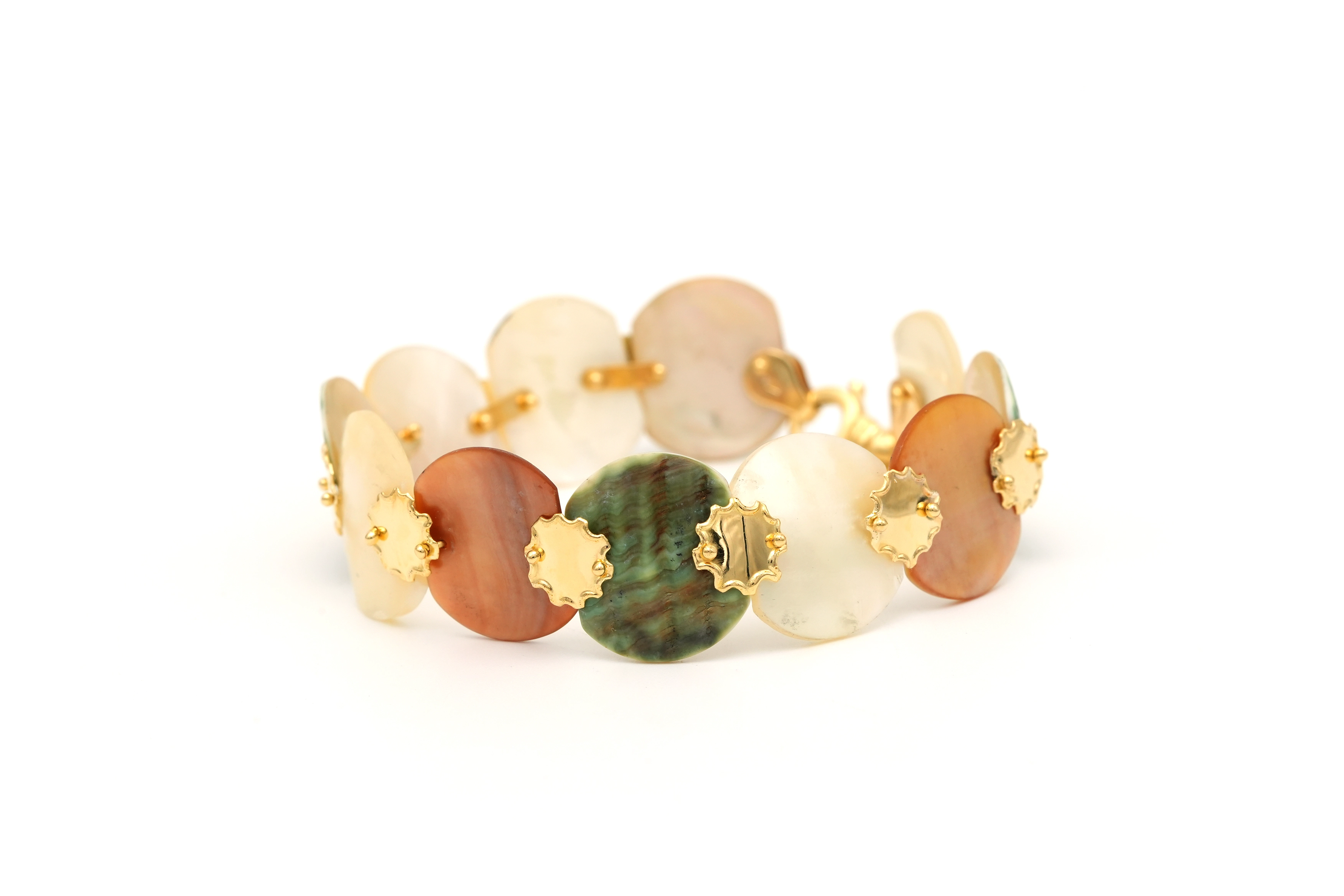 Bracelet Années 70 en or jaune 18 carats et nacre - - 1