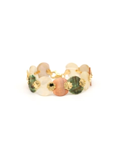 Bracelet Années 70 en or jaune 18 carats et nacre - - 2