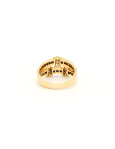 Bague contemporaine en or jaune 18 carats sertie de zirconiums et de saphirs - 4