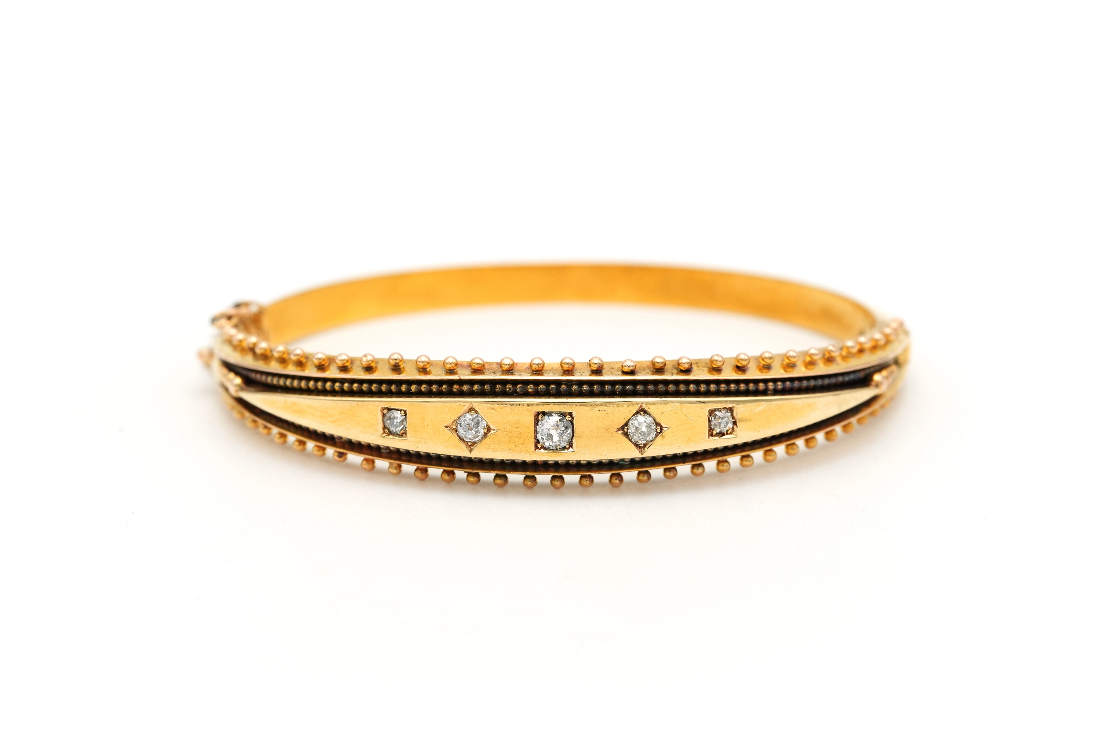 Bracelet Napoléon III en or jaune 18 carats serti de diamants "taille" brillant (+- 0,38ct) - 1