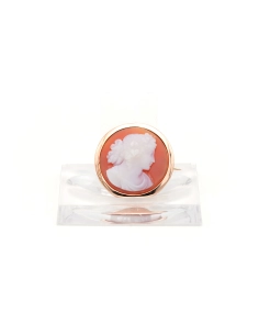 Broche Napoléon III en or jaune 18 carats sertie d'un camée en agate - 1