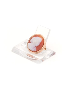 Broche Napoléon III en or jaune 18 carats sertie d'un camée en agate - 2