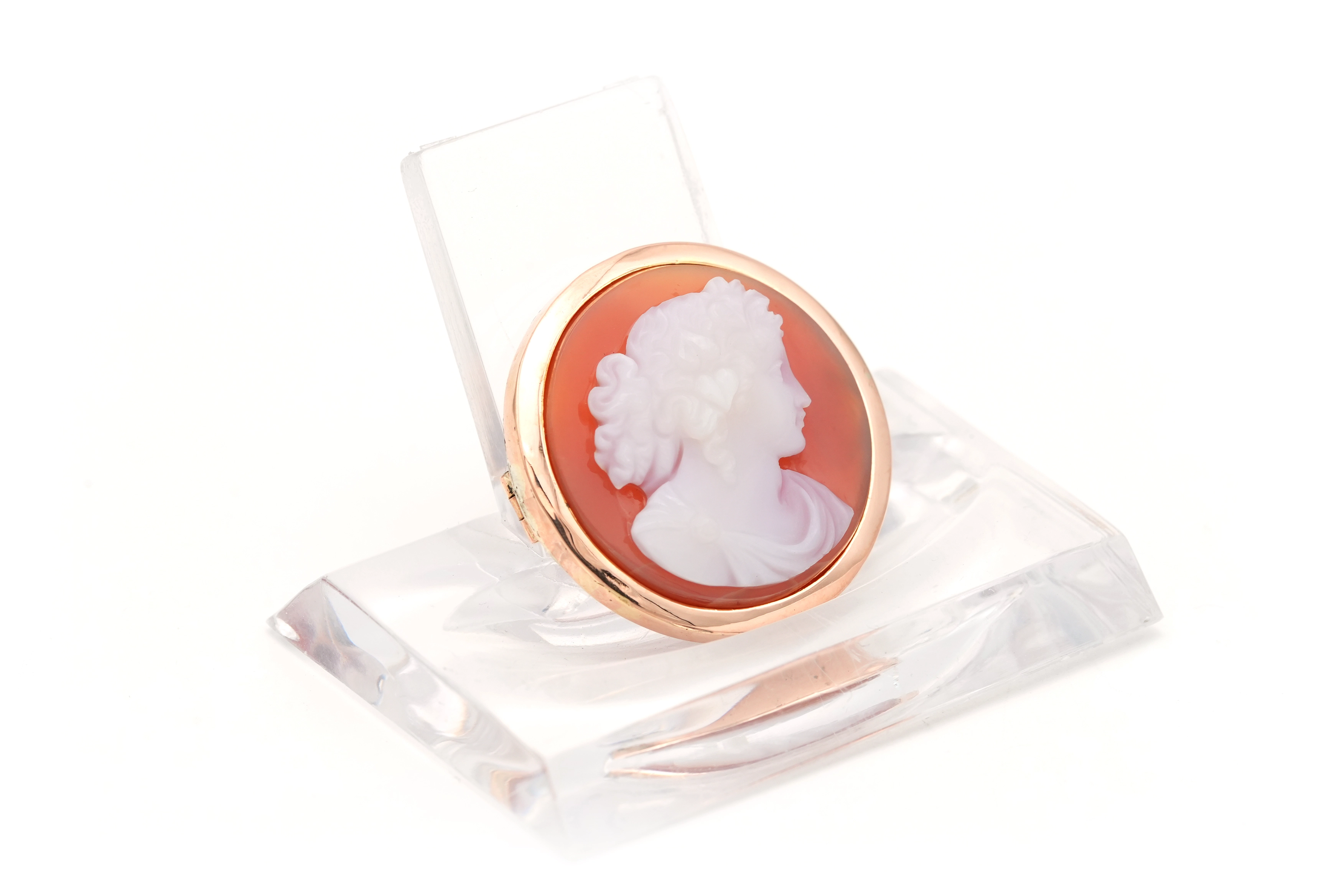 Broche Napoléon III en or jaune 18 carats sertie d'un camée en agate - 6