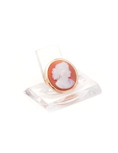 Broche Napoléon III en or jaune 18 carats sertie d'un camée en agate - 6