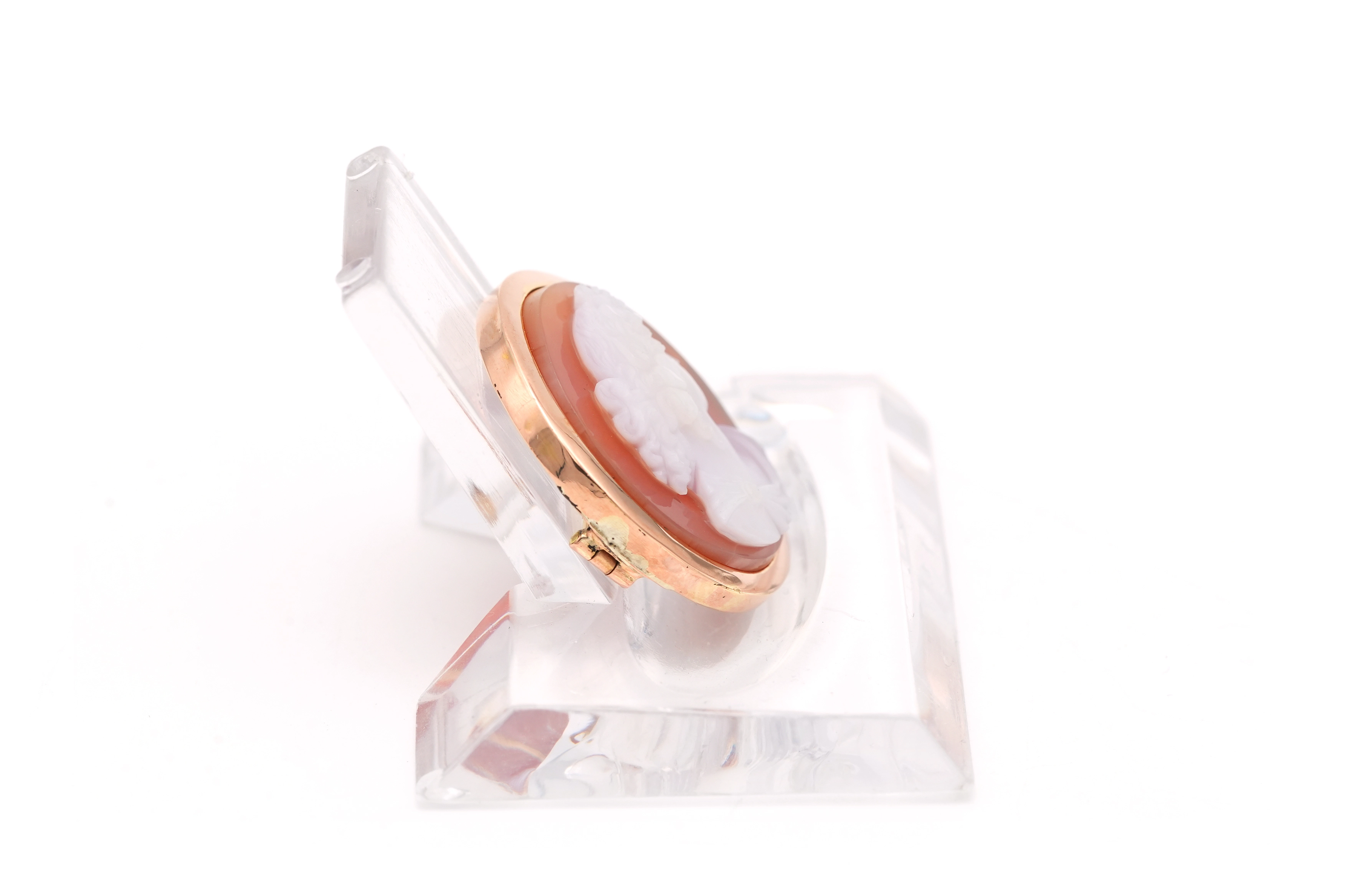Broche Napoléon III en or jaune 18 carats sertie d'un camée en agate - 5