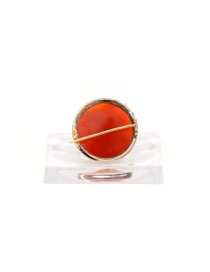 Broche Napoléon III en or jaune 18 carats sertie d'un camée en agate - 4