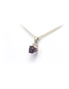 Pendentif contemporain en or blanc 14 carats serti d'une topaze mystique et de diamants "taille" brillant (+-0,02ct) - 2