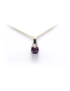 Pendentif contemporain en or blanc 14 carats serti d'une topaze mystique et de diamants "taille" brillant (+-0,02ct) - 1