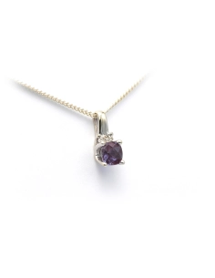 Pendentif contemporain en or blanc 14 carats serti d'une topaze mystique et de diamants "taille" brillant (+-0,02ct) - 3