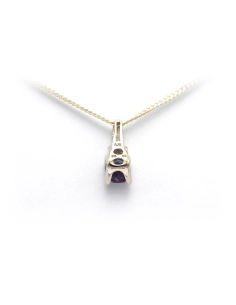 Pendentif contemporain en or blanc 14 carats serti d'une topaze mystique et de diamants "taille" brillant (+-0,02ct) - 4