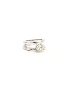 Bague contemporaine en or blanc 18 carats sertie d'un diamant "taille" brillant (+-1.15ct) - 6
