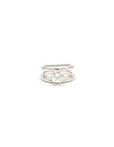 Bague contemporaine en or blanc 18 carats sertie d'un diamant "taille" brillant (+-1.15ct) - 1