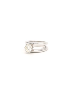 Bague contemporaine en or blanc 18 carats sertie d'un diamant "taille" brillant (+-1.15ct) - 2