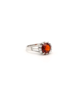 Bague 1970 en or blanc 18 carats sertie d'une citrine et de diamants "taille" brillant (+- 0.12ct) - 6