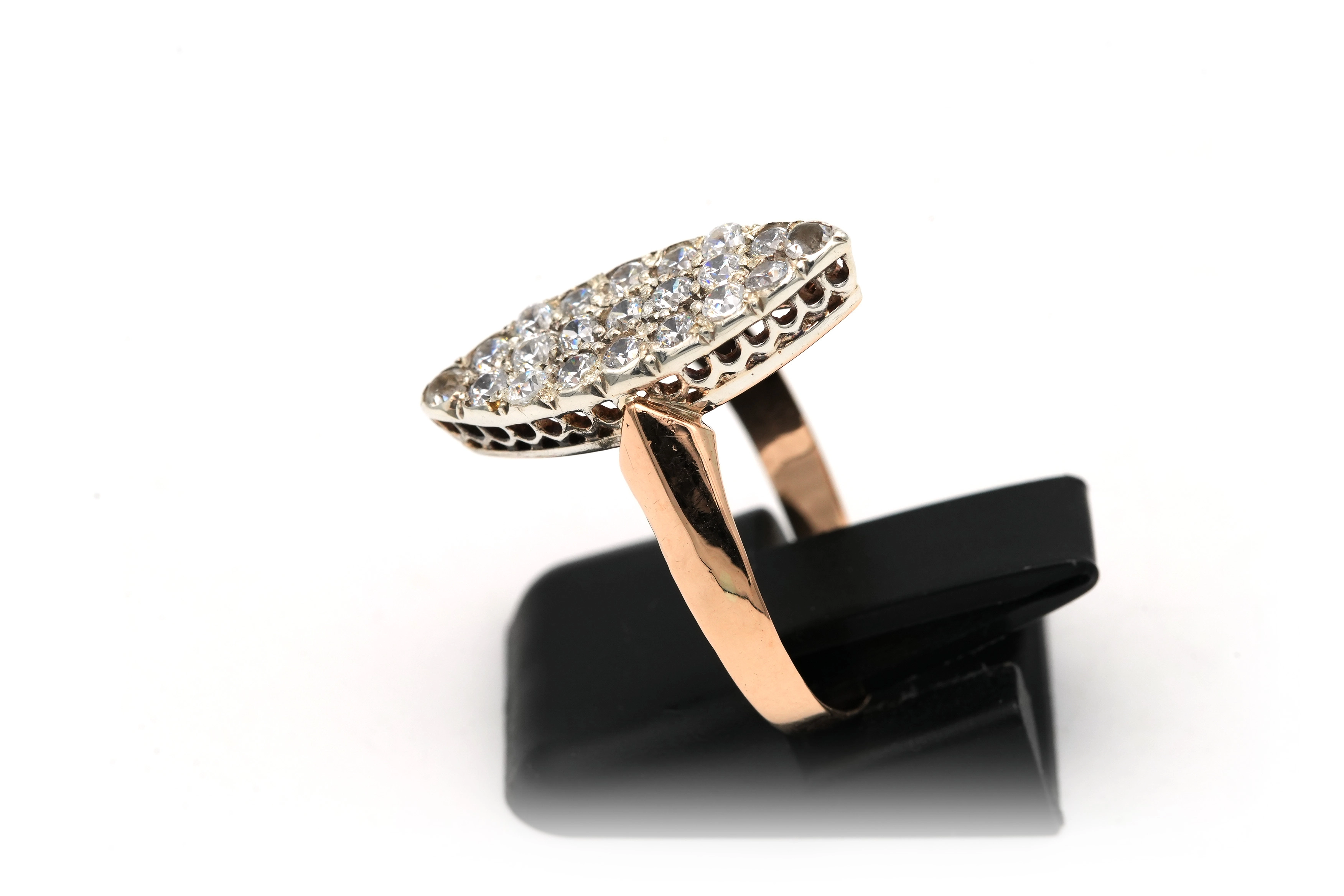 Bague Napoléon III en or jaune 8 carats et argent sertie de strass - 3