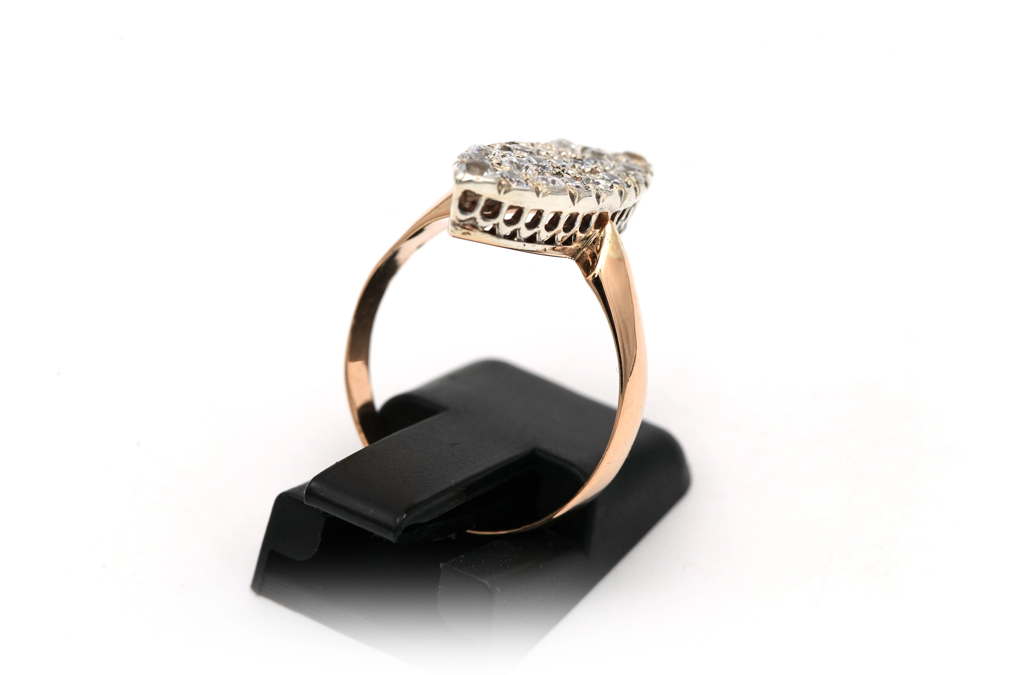 Bague Napoléon III en or jaune 8 carats et argent sertie de strass - 5