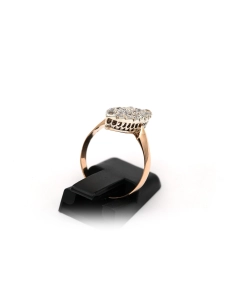 Bague Napoléon III en or jaune 8 carats et argent sertie de strass - 5