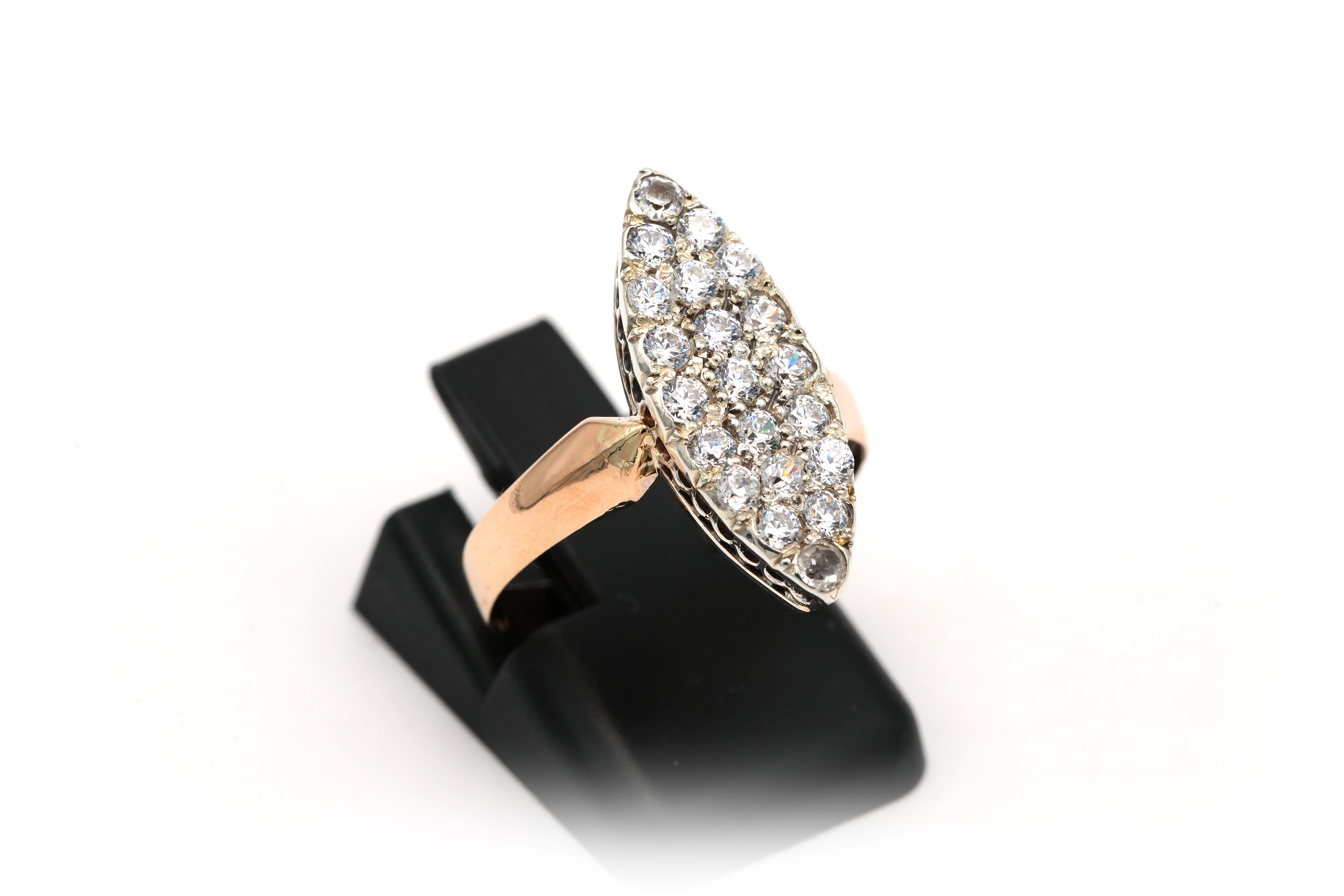 Bague Napoléon III en or jaune 8 carats et argent sertie de strass - 6