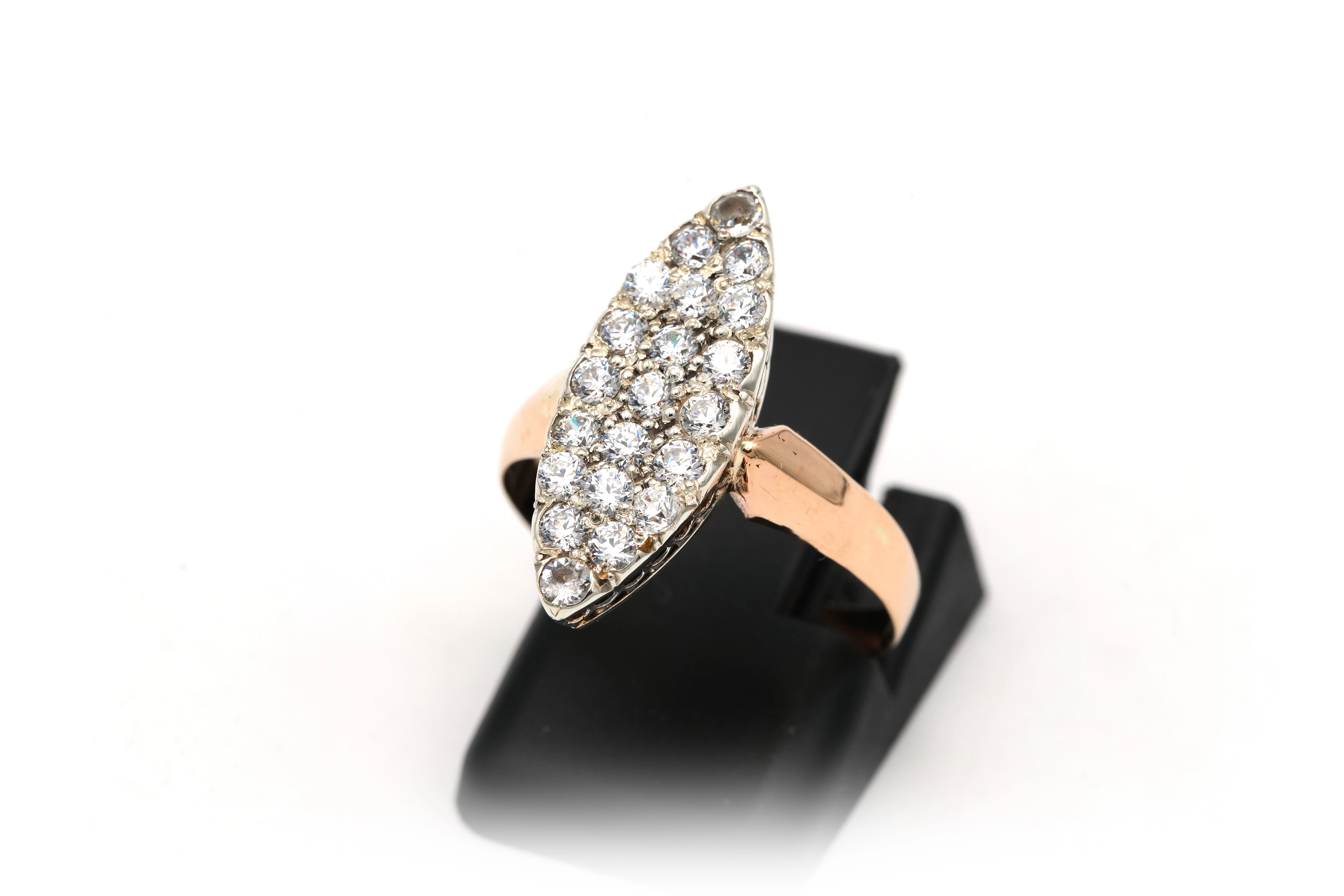 Bague Napoléon III en or jaune 8 carats et argent sertie de strass - 2