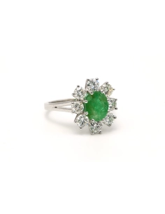 Bague Contemporaine en or blanc 18 carats sertie d'une émeraude et de diamants (+/- 1.40 ct) - 6