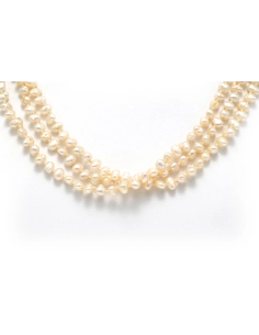 Collier Années 70 en or blanc 18 carats serti de perles et de rubis - 4