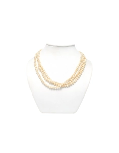 Collier Années 70 en or blanc 18 carats serti de perles et de rubis - 1