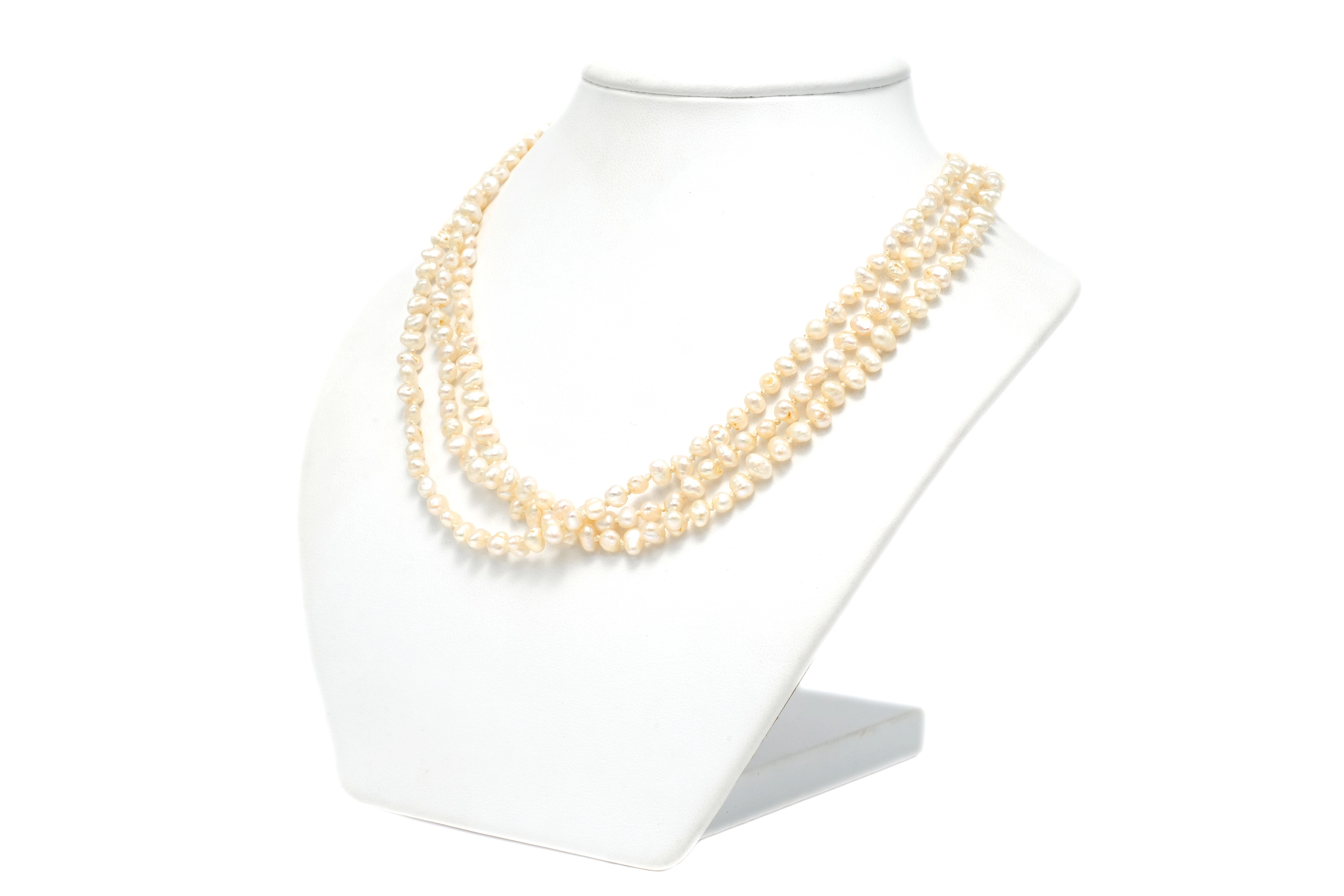Collier Années 70 en or blanc 18 carats serti de perles et de rubis - 2