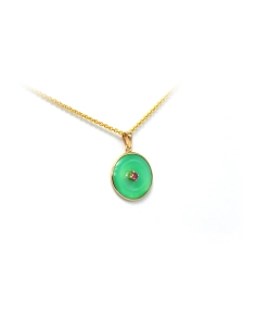 Pendentif Contemporain en or jaune 14 carats serti de jade et d'un rubis - 3