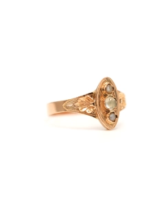Bague Napoléon III en or jaune 18 carats sertie de perles et de strass - - 6