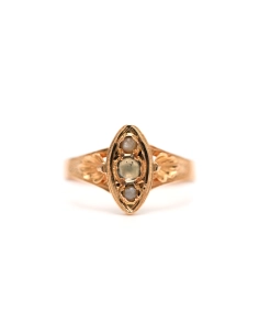 Bague Napoléon III en or jaune 18 carats sertie de perles et de strass - - 1