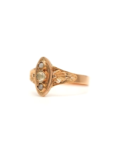 Bague Napoléon III en or jaune 18 carats sertie de perles et de strass - - 2