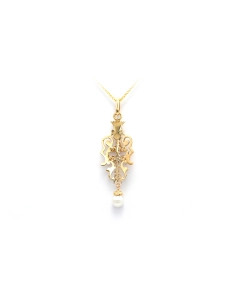 Pendentif Art Déco en or jaune 18 carats serti de perles - 4