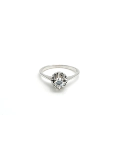 Bague contemporaine en or blanc 18 carats sertie d'un zirconium - - 1