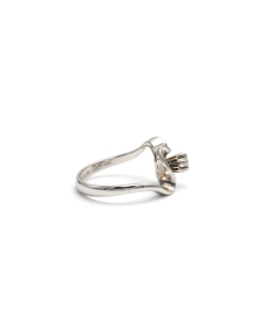 Bague Années 70 en or blanc 18 carats sertie d'un diamant "taille" brillant (+-0.07ct) - 5