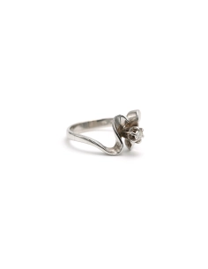 Bague Années 70 en or blanc 18 carats sertie d'un diamant "taille" brillant (+-0.07ct) - 6