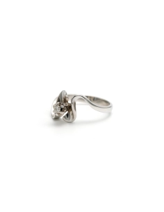 Bague Années 70 en or blanc 18 carats sertie d'un diamant "taille" brillant (+-0.07ct) - 2