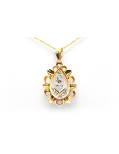 Pendentif Art Déco en or jaune et blanc 18 carats serti de diamants "taille" rose - 4