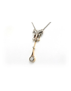 Collier Art Déco en or jaune 18 carats et argent 925 serti de diamants "taille" old cut et "taille" rose - 6