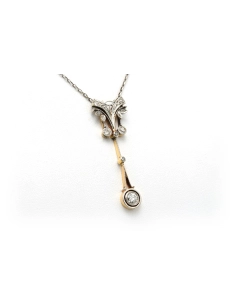 Collier Art Déco en or jaune 18 carats et argent 925 serti de diamants "taille" old cut et "taille" rose - 8