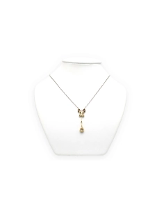 Collier Art Déco en or jaune 18 carats et argent 925 serti de diamants "taille" old cut et "taille" rose - 2