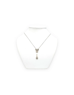 Collier Art Déco en or jaune 18 carats et argent 925 serti de diamants "taille" old cut et "taille" rose - 3