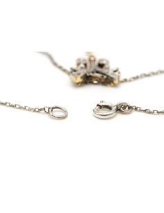 Collier Art Déco en or jaune 18 carats et argent 925 serti de diamants "taille" old cut et "taille" rose - 9