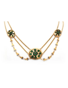 Collier Napoléon III en or jaune 18 carats et émail serti de strass - - 1