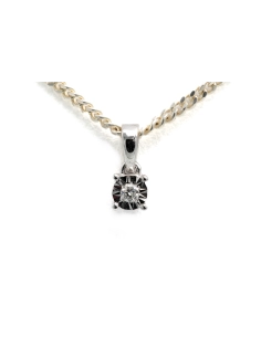 Pendentif contemporain en or blanc 18 carats serti d'un diamant "taille" brillant (+-0.014ct) - 1
