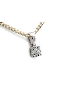 Pendentif contemporain en or blanc 18 carats serti d'un diamant "taille" brillant (+-0.014ct) - 3