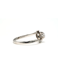 Bague Art Déco en or blanc 18 carats sertie d'un diamant "taille" brillant (+-0.23ct) - 5